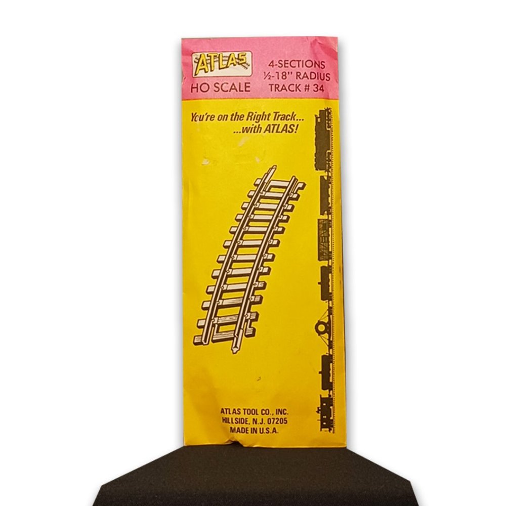 Model Railroad Train Tracks Atlas 4-Sections 1/2-18" Radius Track #34